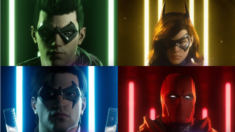Персонажи игры Gotham Knights: Робин, Бэтгерл, Найтвинг и Красный колпак